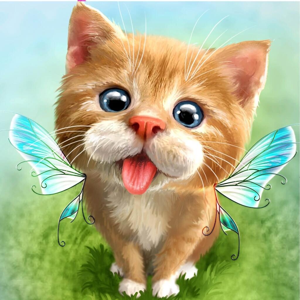 Butterfly Kitty By Jess - Full Drill Diamond Painting - Specially ordered for you.  Delivery is approximately 4-6 weeks