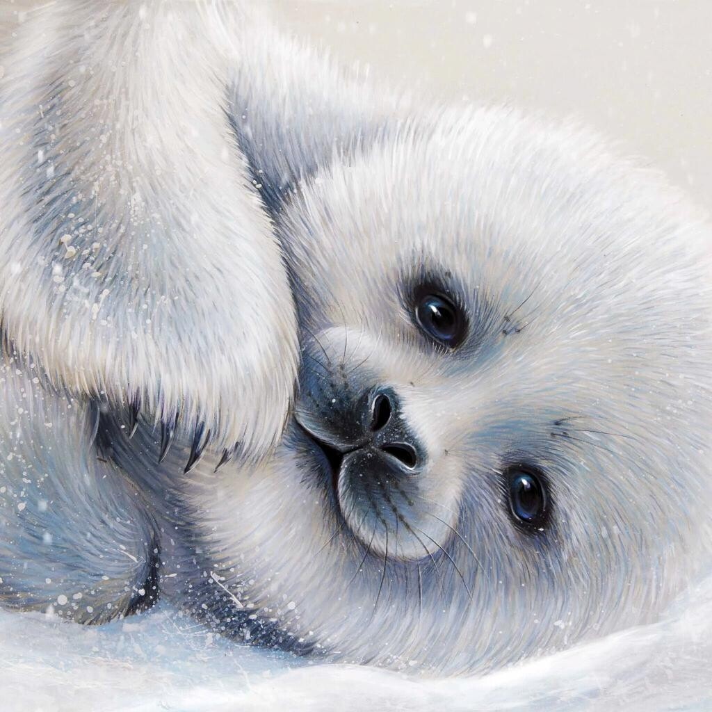 Baby Seal by Jess- 30 x 30cm Full Drill (Round) Diamond Painting Kit - Currently in stock