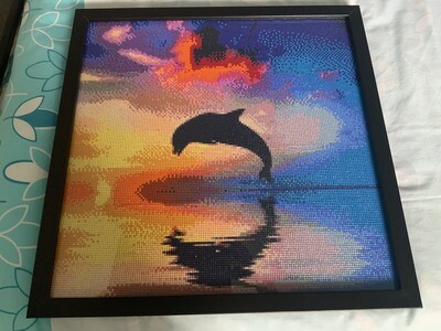 Dolphin 40 x 40cm completed by Sue McGee