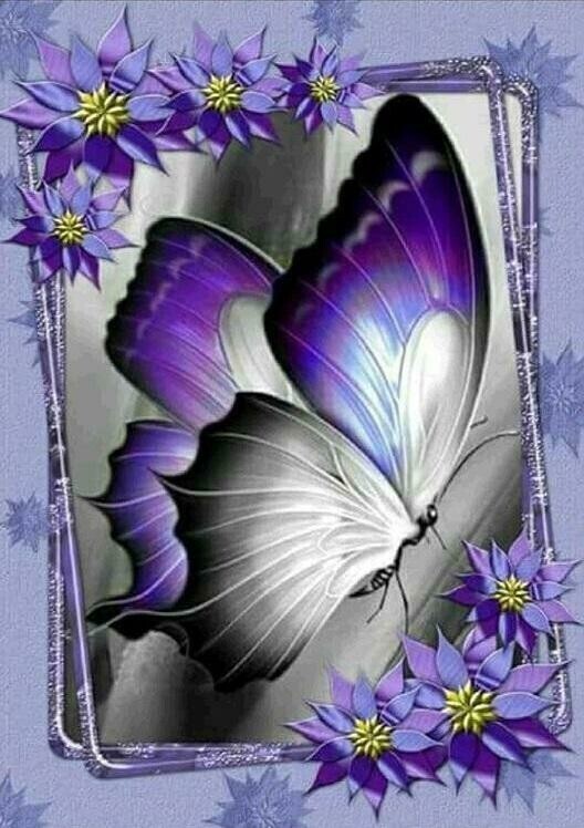 Pretty Purple Butterfly - 30 x 40cm Full Drill (Round) Diamond Painting Kit - Currently in stock
