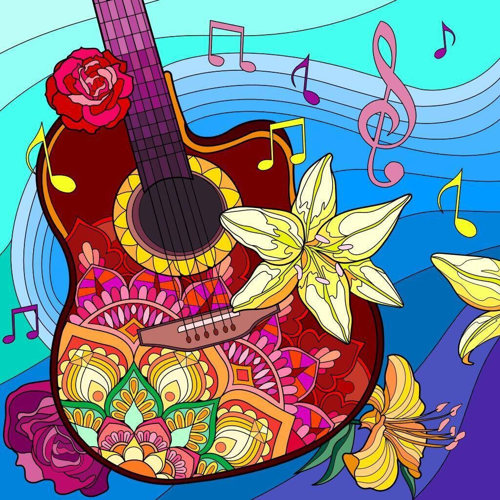 Guitar by Jess - 40 x 40cm Full Drill (Round), Diamond Painting Kit - Currently in stock