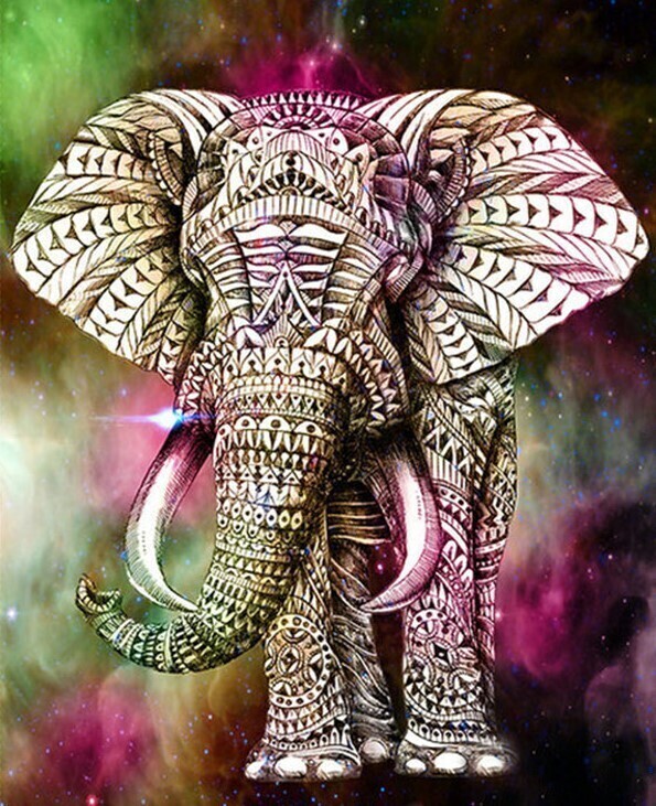Batik Elephant - 40 x 50cm Full Drill (Square), Diamond Painting Kit - Currently in stock