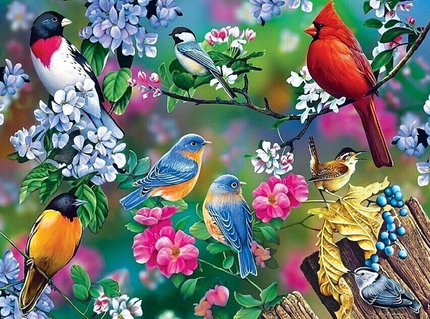 Lots of Birds - 60 x 90cm - Full Drill (Round) Diamond Painting Kit - Currently in stock