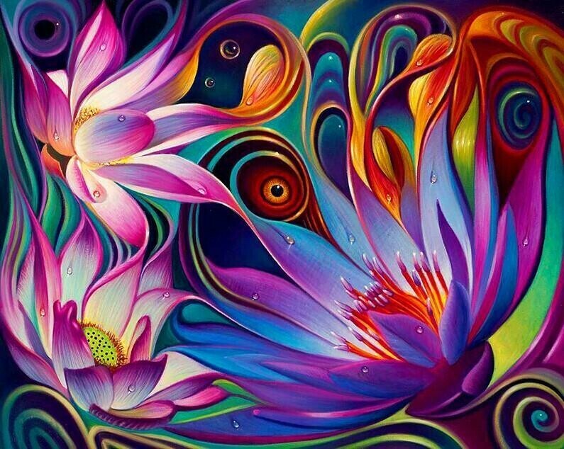 Abstract Flowers- Full Drill Diamond Painting - Specially ordered for you. Delivery is approximately 4 - 6 weeks.