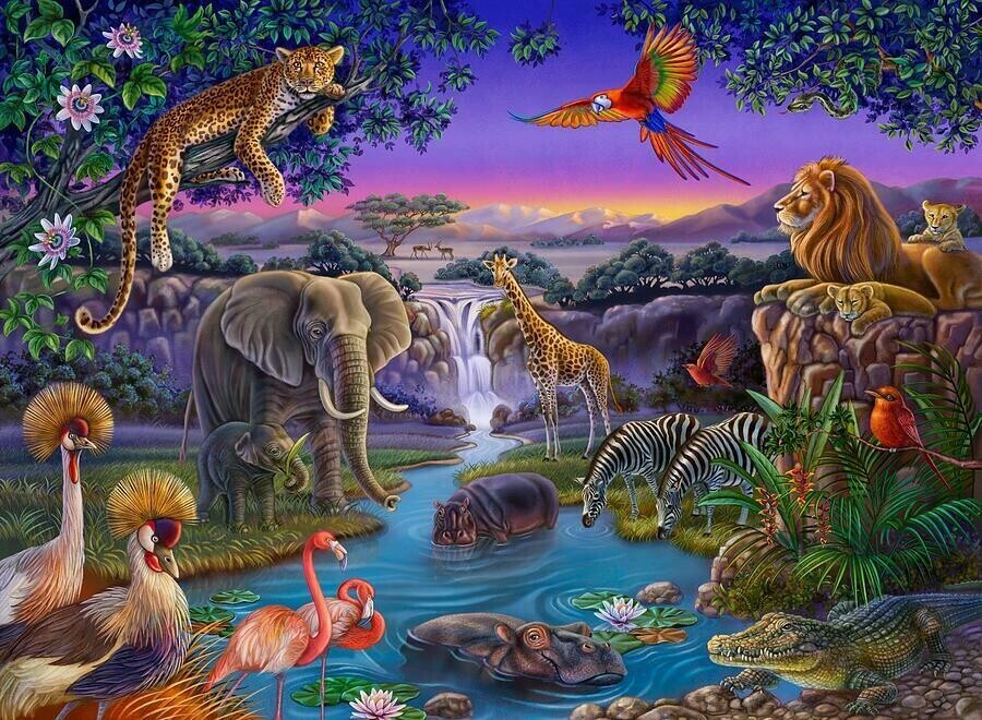 Animal Waterhole 4 - Full Drill Diamond Painting - Specially ordered for you. Delivery is approximately 4 - 6 weeks.