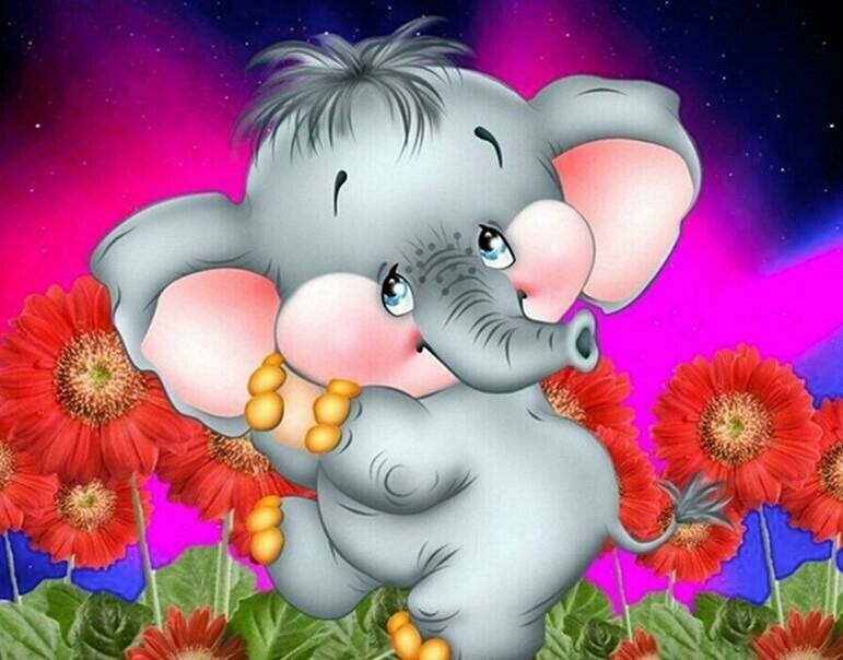 Baby Elephant Cartoon - Full Drill Diamond Painting - Specially ordered for you. Delivery is approximately 4 - 6 weeks.