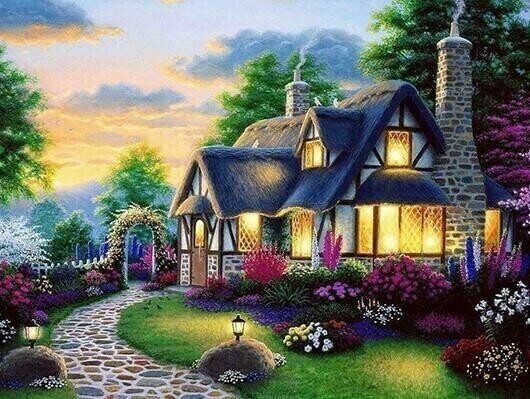 Beautiful Cottage - Full Drill Diamond Painting - Specially ordered for you. Delivery is approximately 4 - 6 weeks.