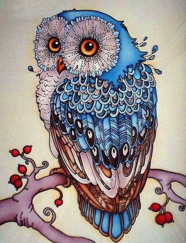 Blue Owl - Full Drill Diamond Painting - Specially ordered for you. Delivery is approximately 4 - 6 weeks.