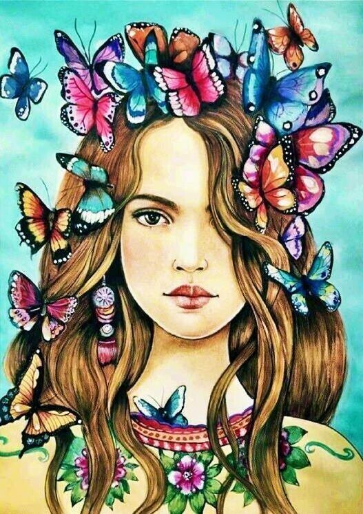 Butterfly Girl - Full Drill Diamond Painting - Specially ordered for you. Delivery is approximately 4 - 6 weeks.
