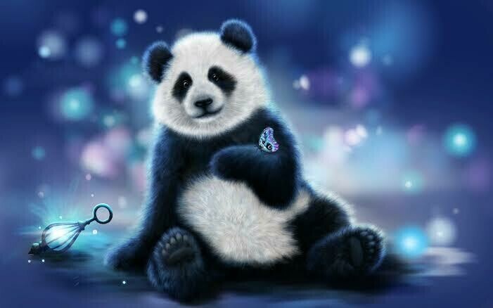 Blue Panda With Butterfly - Full Drill Diamond Painting - Specially ordered for you. Delivery is approximately 4 - 6 weeks.