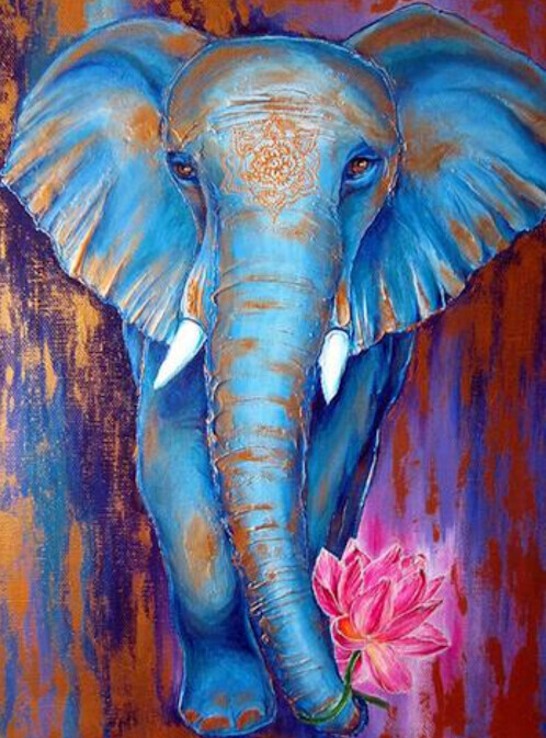 Blue Elephant - Full Drill Diamond Painting - Specially ordered for you. Delivery is approximately 4 - 6 weeks.