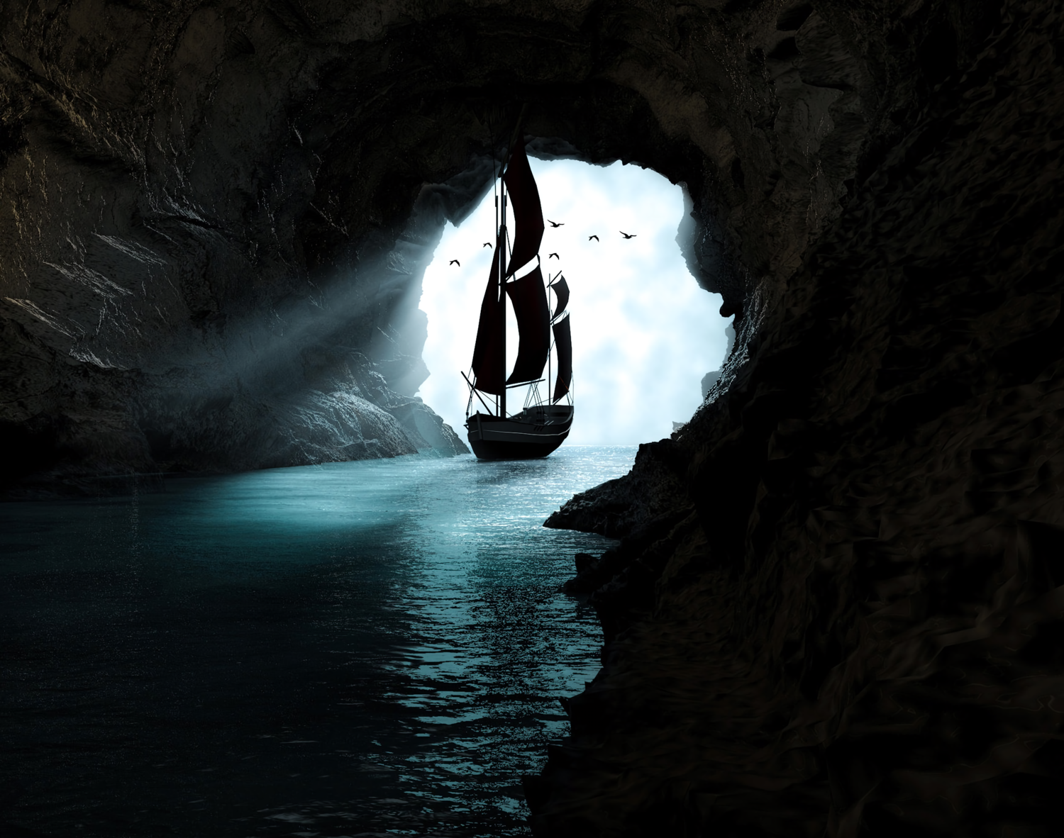 Boat Leaving Cave - Full Drill Diamond Painting - Specially ordered for you. Delivery is approximately 4 - 6 weeks.