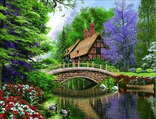 Bridge Over Peaceful Waters - Full Drill Diamond Painting - Specially ordered for you. Delivery is approximately 4 - 6 weeks.