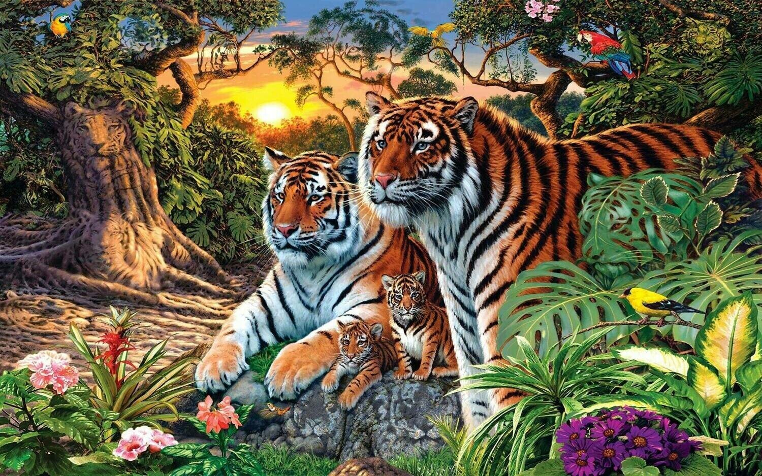 Brown Tiger Family - Full Drill Diamond Painting - Specially ordered for you. Delivery is approximately 4 - 6 weeks.