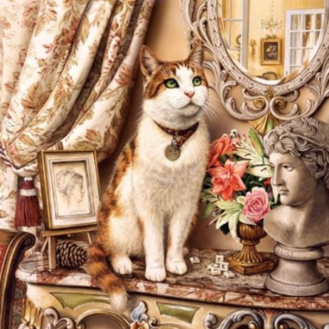 Cat On Table - Full Drill Diamond Painting - Specially ordered for you. Delivery is approximately 4 - 6 weeks.