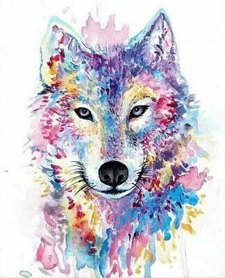 Coloured Wolf - Full Drill Diamond Painting - Specially ordered for you. Delivery is approximately 4 - 6 weeks.