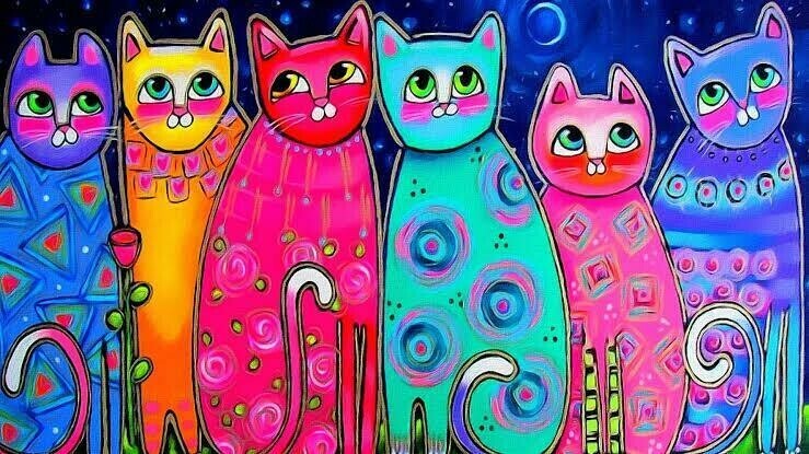 Colourful Cats - Full Drill Diamond Painting - Specially ordered for you. Delivery is approximately 4 - 6 weeks.