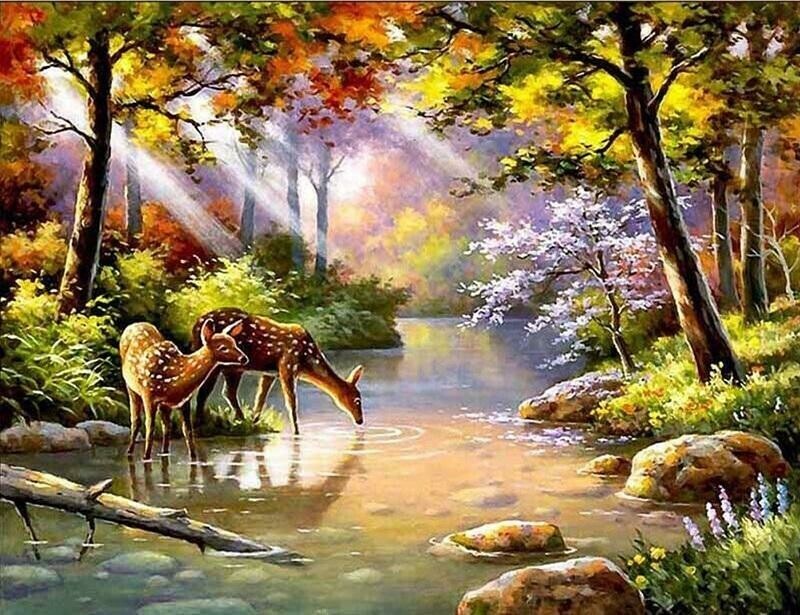 Deer Forest - Full Drill Diamond Painting - Specially ordered for you. Delivery is approximately 4 - 6 weeks.