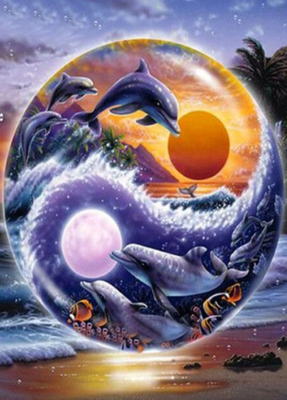 Dolphins 06 - Full Drill Diamond Painting - Specially ordered for you. Delivery is approximately 4 - 6 weeks.