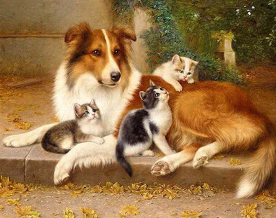 Dog And Cats - Full Drill Diamond Painting - Specially ordered for you. Delivery is approximately 4 - 6 weeks.