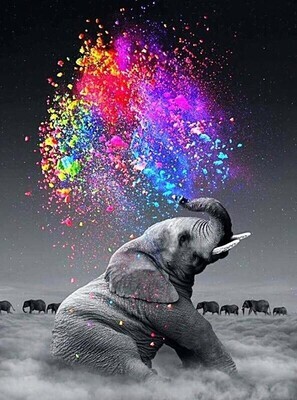 Elephant Squirting Colour - Full Drill Diamond Painting - Specially ordered for you. Delivery is approximately 4 - 6 weeks.