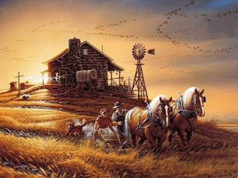 Old Farm Scenery - Specially ordered for you. Delivery is approximately 4 - 6 weeks.