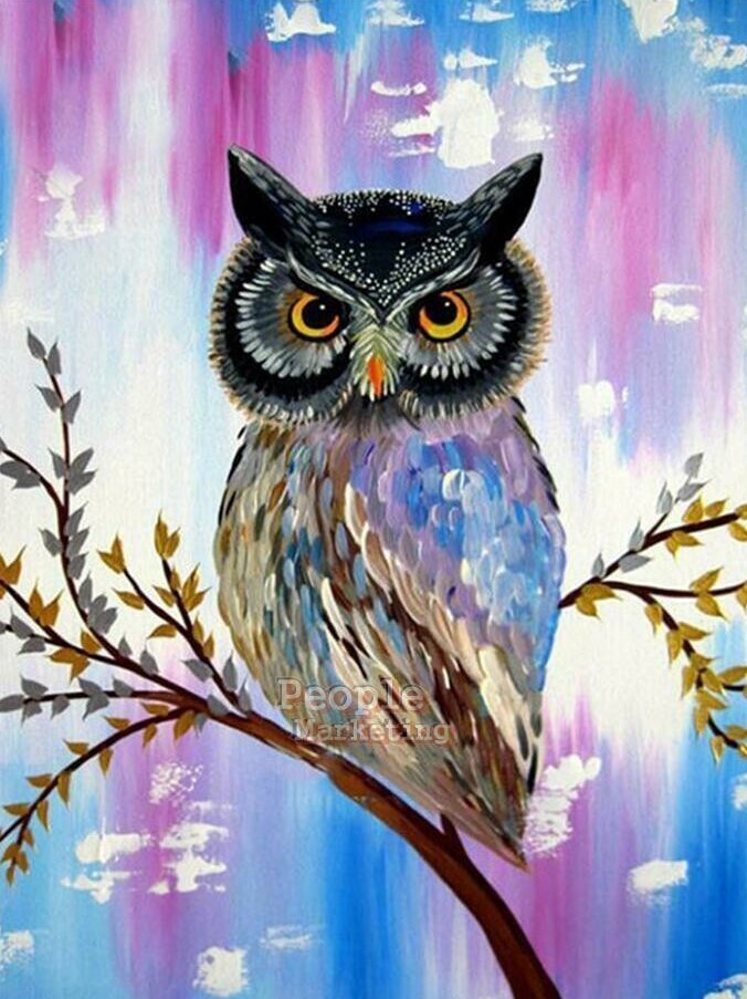Owl Pink Blue Background - Specially ordered for you. Delivery is approximately 4 - 6 weeks.