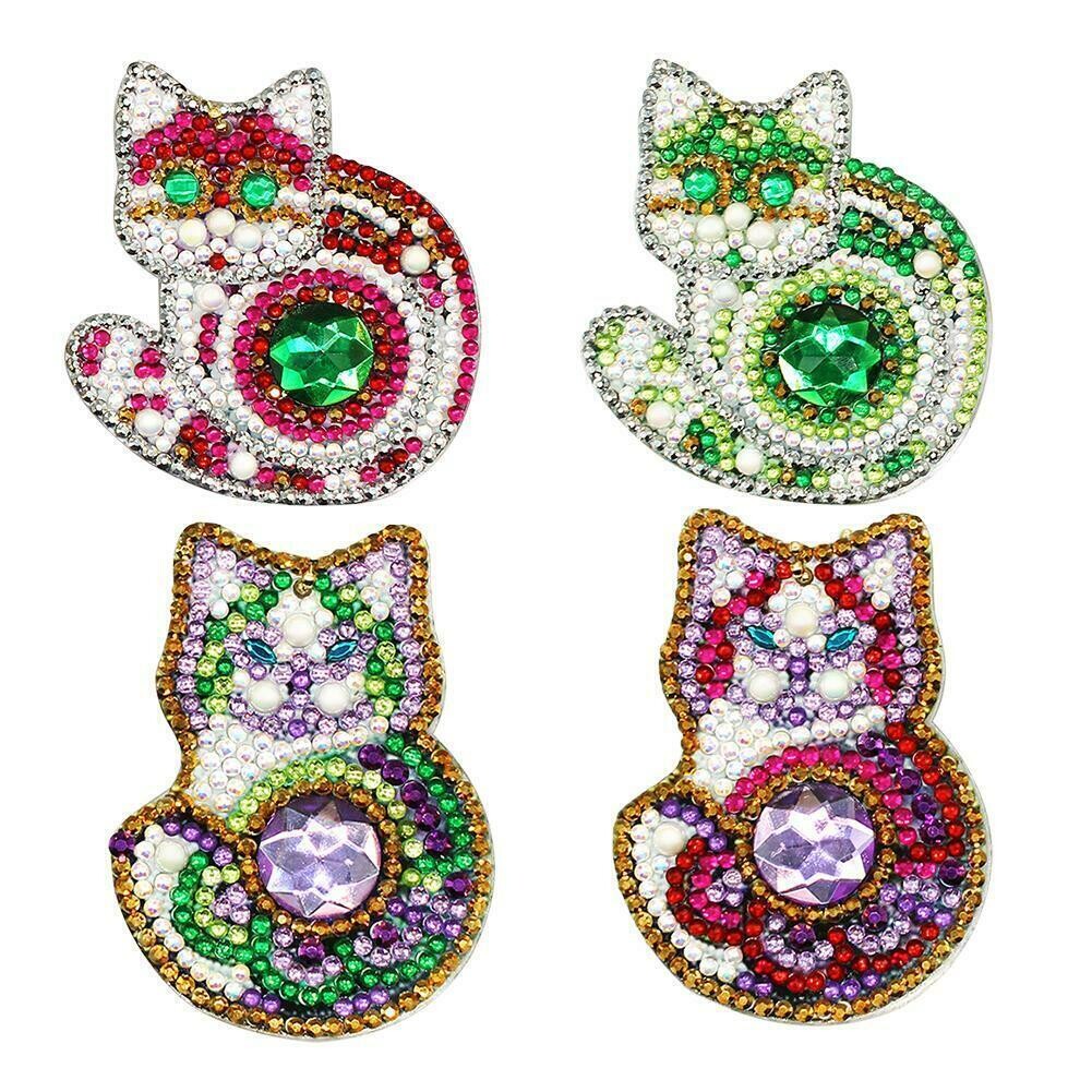 Keychains - Cats - Set of 4  - Diamond Painting Kit