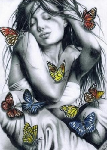 Woman and Butterflies 02 - Specially ordered for you. Delivery is approximately 4 - 6 weeks.