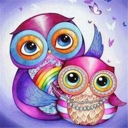2 Colourful Owls - Full Drill Diamond Painting - Specially ordered for you. Delivery is approximately 4 - 6 weeks.