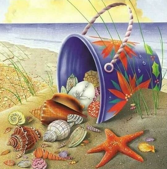 Bucket Of Shells - Full Drill Diamond Painting - Specially ordered for you. Delivery is approximately 4 - 6 weeks.