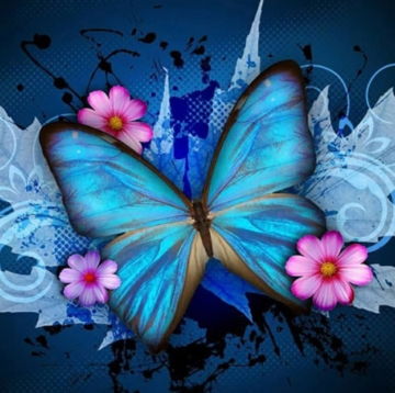 Butterfly In Blue - Full Drill Diamond Painting - Specially ordered for you. Delivery is approximately 4 - 6 weeks.