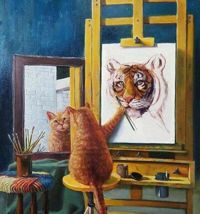 Cat Artist - Full Drill Diamond Painting - Specially ordered for you. Delivery is approximately 4 - 6 weeks.