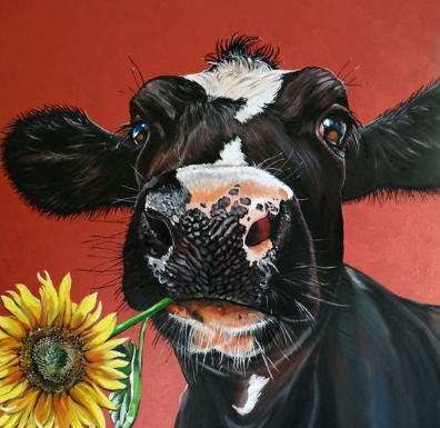 Cow With Flower - Full Drill Diamond Painting - Specially ordered for you. Delivery is approximately 4 - 6 weeks.