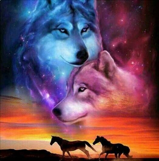 Horses And Wolves - Full Drill Diamond Painting - Specially ordered for you. Delivery is approximately 4 - 6 weeks.