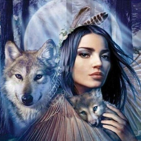 Girl With Wolves - Full Drill Diamond Painting - Specially ordered for you. Delivery is approximately 4 - 6 weeks.