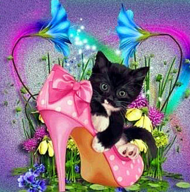 Kitten In Shoe - Full Drill Diamond Painting - Specially ordered for you. Delivery is approximately 4 - 6 weeks.