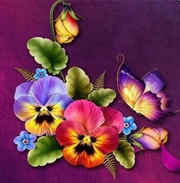 Pansies And Butterflies - Full Drill Diamond Painting - Specially ordered for you. Delivery is approximately 4 - 6 weeks.