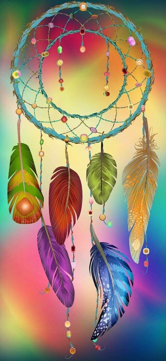 Amazing Colourful Dreamcatcher - 30 x 70cm - Full Drill (round), Diamond Painting Kit - Currently in stock