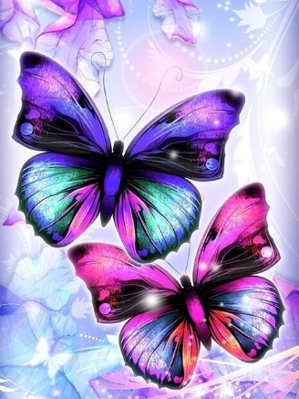 Pink and Blue Butterflies - 30 x 40cm Full Drill (Round) Diamond Painting Kit - Currently in stock