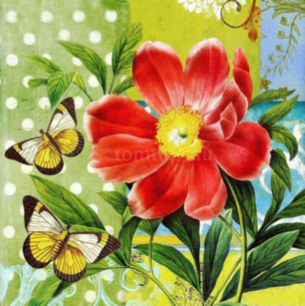 Red Flower And Butterflies - Full Drill Diamond Painting - Specially ordered for you. Delivery is approximately 4 - 6 weeks.