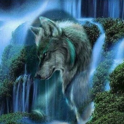 Waterfall Wolf - Full Drill Diamond Painting - Specially ordered for you. Delivery is approximately 4 - 6 weeks.