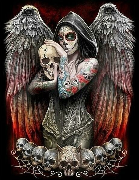 Skull Angel - 50 x 70cm - Full Drill (SQUARE), Diamond Painting Kit - Currently in stock