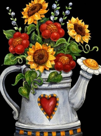 Sunflowers in Kettle - 30 x 40cm Full Drill (Round) Diamond Painting Kit - Currently in stock
