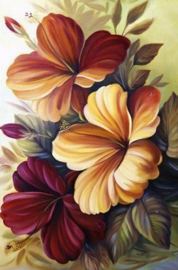Flowers in Brown and Red - 40 x 50cm Full Drill (Round), Diamond Painting Kit - Currently in stock