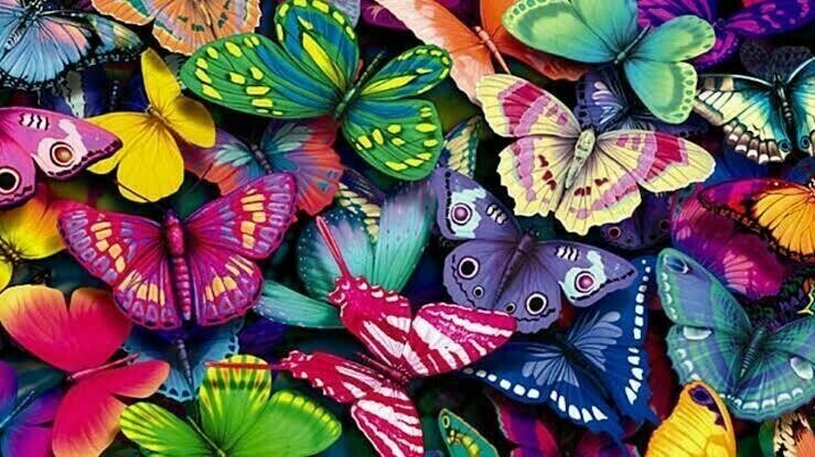 Butterflies 06 - 30 x 40cm Full Drill (Round) DOUBLE SIDED ADHESIVE CANVAS - Diamond Painting Kit - Currently in stock