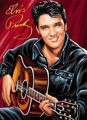 Elvis with guitar - 40 x 50cm Full Drill (Round), POURED GLUE - Diamond Painting Kit - Currently in stock