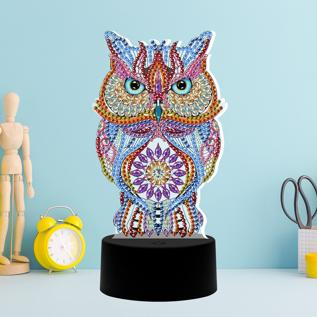 DIY Diamond Painting LED Lamp - OWL