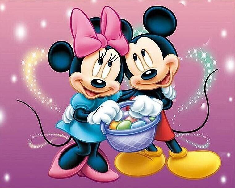 Mickey and Minnie - 30 x 40cm Full Drill (Square) POURED GLUE - Diamond Painting Kit