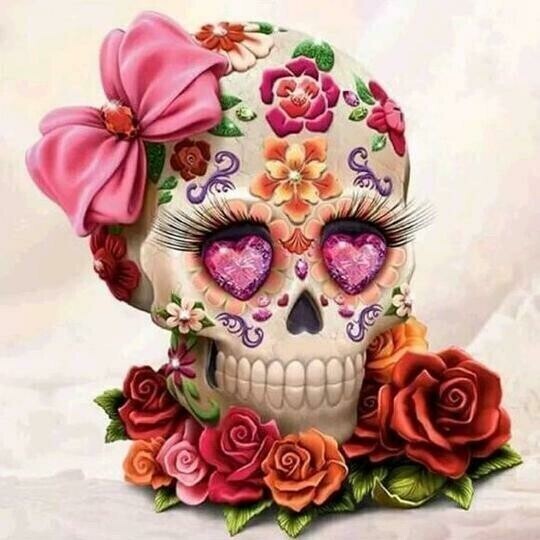Skull And Roses - 30 x 30cm Full Drill (Square) Diamond Painting Kit POURED GLUE - Currently in stock